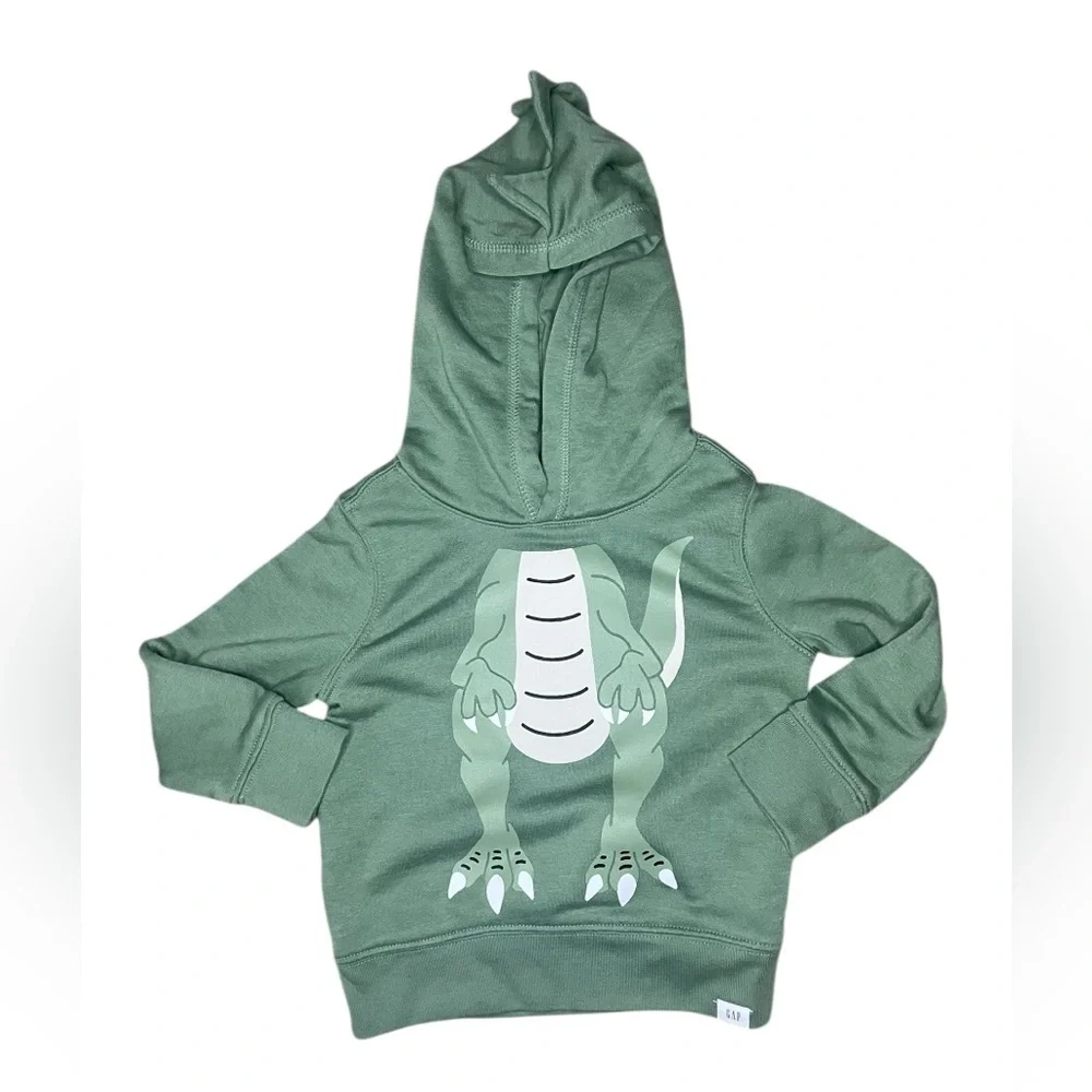 Baby Gap Adorable Dino-Themed Green Pullover Hoodie-2 years